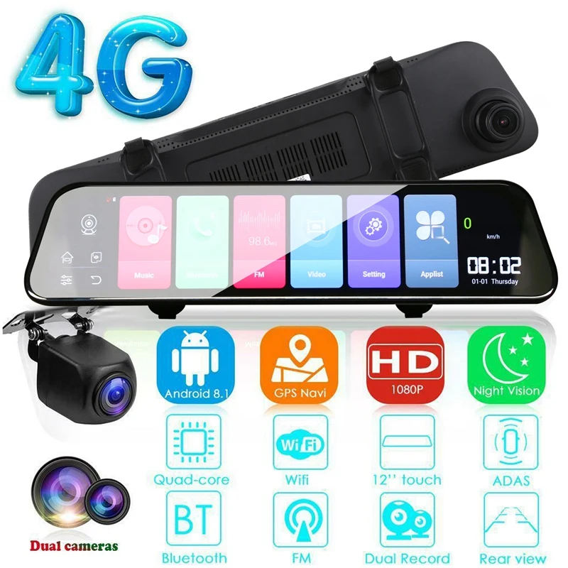 12 Inch Android 8.1 Adas Dash Cam Car Dvrs Camera Gps Navi Bluetooth Fhd Video Recorder 4G Wifi Dvr Mirror
12 Inch Android 8.1 Adas Dash Cam Car Dvrs Camera Gps Navi Bluetooth Fhd Video Recorder 4G Wifi Dvr Mirror
