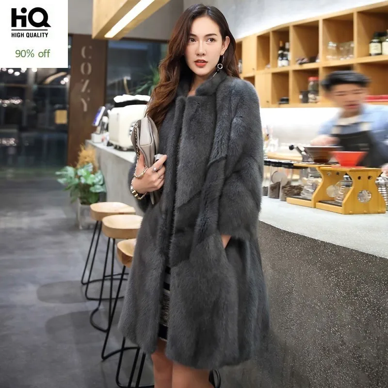 Luxury Top Brand Mink Fur Real Fur Womens Medium Length Overcoats Korean Stand Collar Nine Points Sleeve Female Outerwear Coats
Luxury Top Brand Mink Fur Real Fur Womens Medium Length Overcoats Korean Stand Collar Nine Points Sleeve Female Outerwear Coats