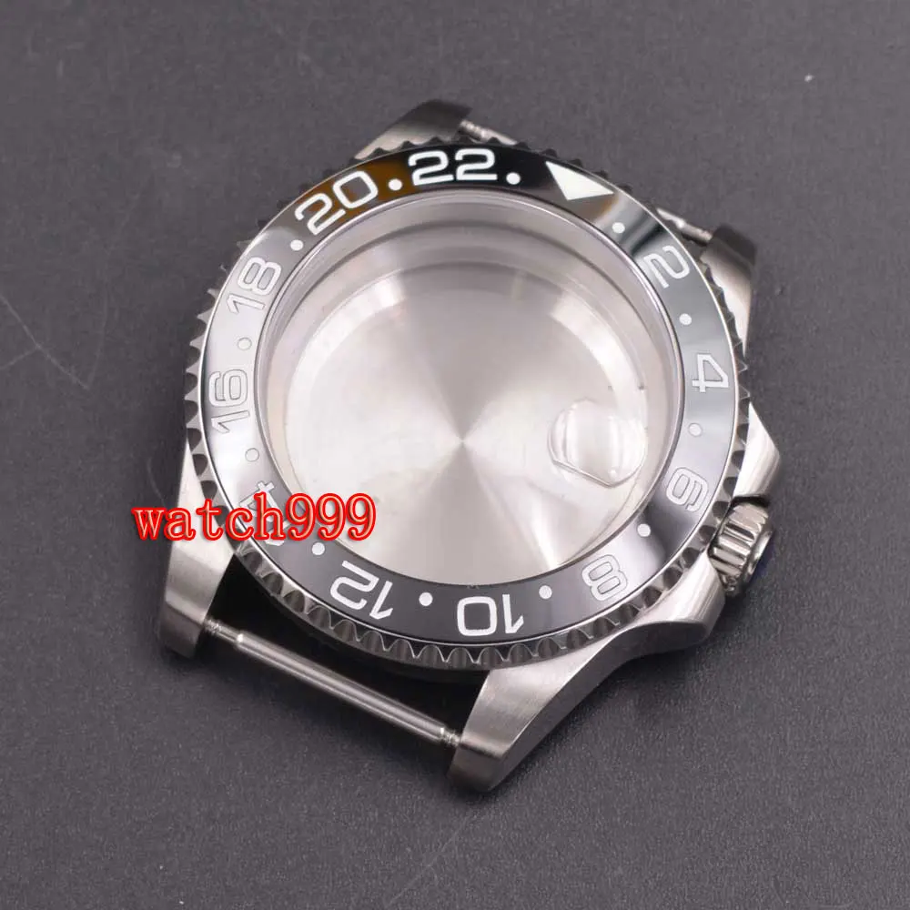 

40mm Sapphire crystal watch case Ceramic bezel Fit ETA2836 2824 miyota 8205 8215 DG 2813 3804 Movement