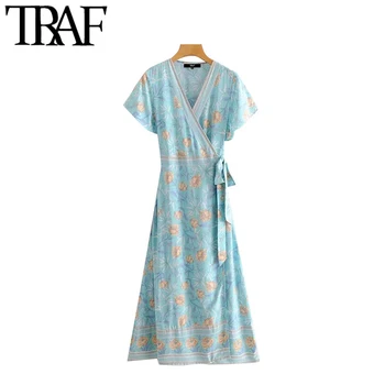 TRAF Women Bohemian Fashion Floral Print Wrap Maxi Dress Vintage Short Sleeve Bow Tie Sashes Boho Beach Dresses Mujer 
TRAF Women Bohemian Fashion Floral Print Wrap Maxi Dress Vintage Short Sleeve Bow Tie Sashes Boho Beach Dresses Mujer