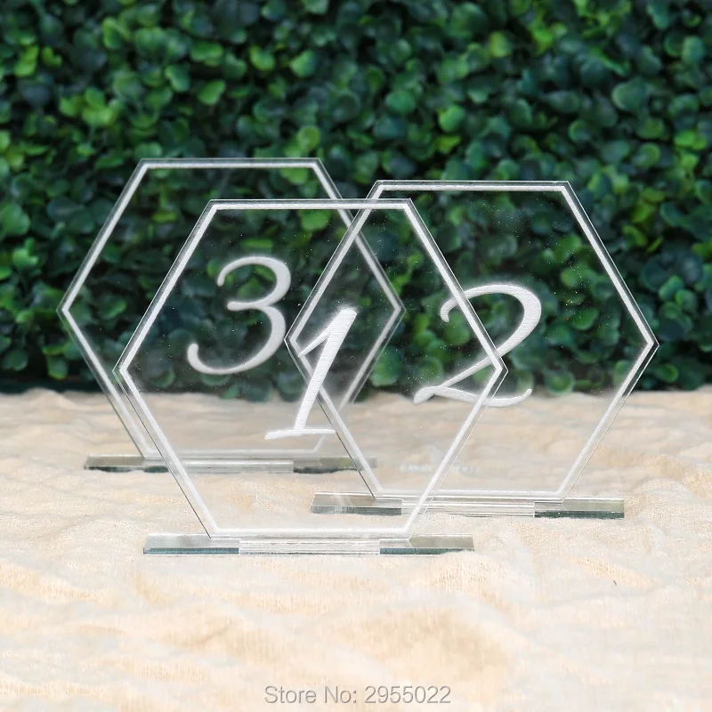 Laser Cut clear Acrylic wedding Hexagon table numbers, Free Standing Numbers centerpiece,table number holder
Laser Cut clear Acrylic wedding Hexagon table numbers, Free Standing Numbers centerpiece,table number holder