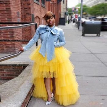 2020 Hot Yellow Hi Low Tulle Skirts Custom Made Puffy Long Party Women Skirts Aso Ebi Style
2020 Hot Yellow Hi Low Tulle Skirts Custom Made Puffy Long Party Women Skirts Aso Ebi Style