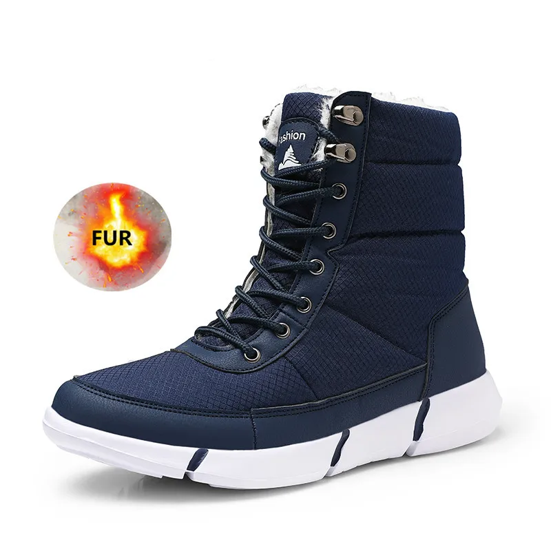 Фото 2019 New Winter Waterproof Snow Men Boots Shoes With Fur Plush Warm Male Casual Women Mid-Calf Boot Sneakers Unisex | Обувь