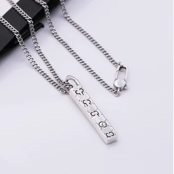 

1:1S925 sterling silver necklace, classic and fashionable rectangular necklace, exquisite carving craftsmanship, holiday gift