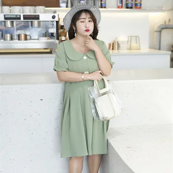 Women's summer solid color chiffon doll collar dress plus size plus size knee length casual dress 100 kg can wear
Women's summer solid color chiffon doll collar dress plus size plus size knee length casual dress 100 kg can wear