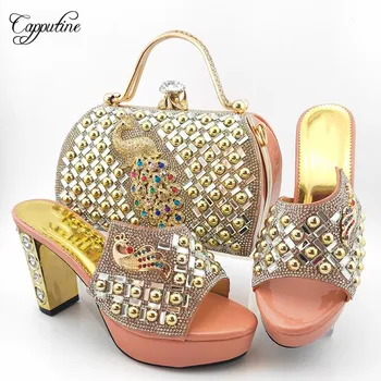 Elegant peach high heel pump shoes perfect mathing with handbag set for party MD015, heel height 10.5cm
Elegant peach high heel pump shoes perfect mathing with handbag set for party MD015, heel height 10.5cm