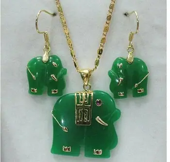 Natural Green Jade Carved Elephant Pendant Necklace Earrings Set AAA
Natural Green Jade Carved Elephant Pendant Necklace Earrings Set AAA