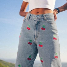 YICIYA Autumn Cherry Pattern Jeans Women England Preppy Style 90s Streetwear Y2K Outfits High Waist Straight Denim Pants 2021 
YICIYA Autumn Cherry Pattern Jeans Women England Preppy Style 90s Streetwear Y2K Outfits High Waist Straight Denim Pants 2021