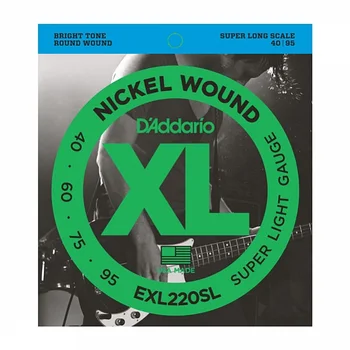 Exl220sl nickel wound string kit for bass guitar, super light, 40-95, super long scale, D'Addario
Exl220sl nickel wound string kit for bass guitar, super light, 40-95, super long scale, D'Addario