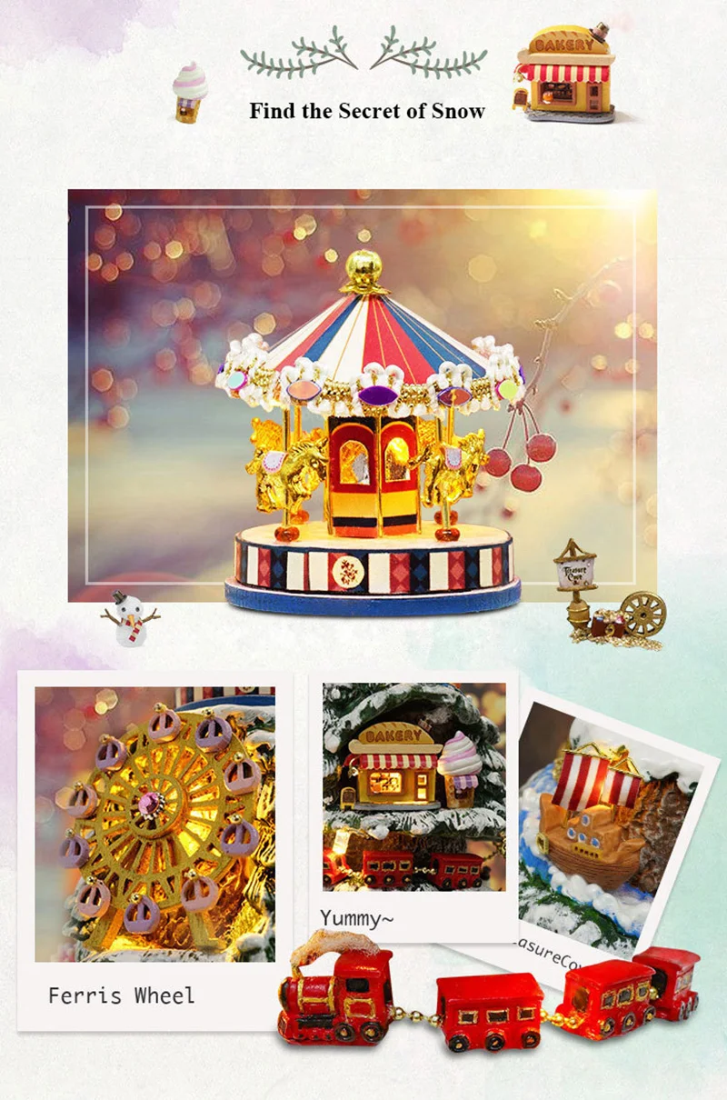 DIY Dollhouse Rotate Music Box Miniature Assemble Kits Doll House With Furnitures Wooden House Toys for Children Birthday Gift (15)