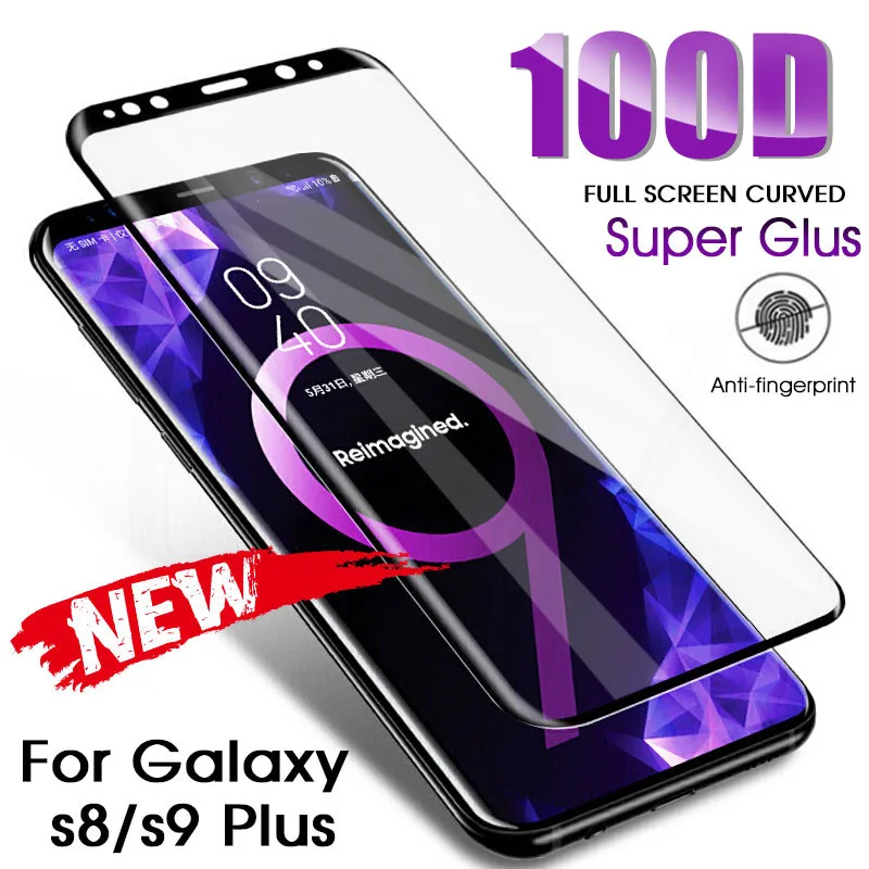 100D Full Curved Tempered Glass For Samsung Galaxy S8 S9 Plus Note 9 8 Screen Protector A8 A6 S7Edge Protection Film | Мобильные