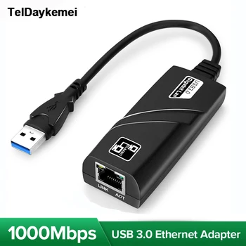 PC 맥북 윈도우 노트북용 USB 3.0, 유선 USB 타입 C to Rj45 랜 이더넷 어댑터, RTL8153 네트워크 카드, 10/100/1000Mbps