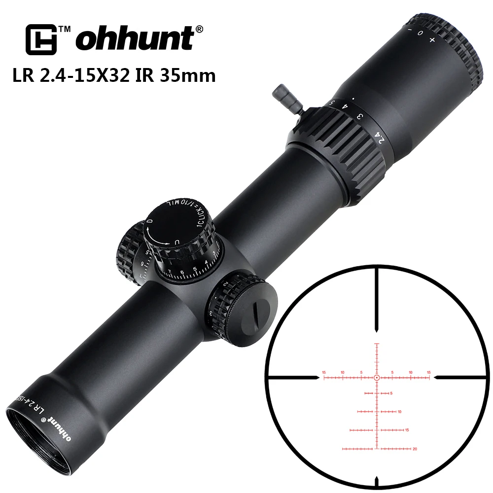 LR 2.4-15X32 IR 35mm Tube Compact Hunting Riflescopes Glass Etched Reticle Red Illuminated Sight Turrets Lock Reset Scope gun
LR 2.4-15X32 IR 35mm Tube Compact Hunting Riflescopes Glass Etched Reticle Red Illuminated Sight Turrets Lock Reset Scope gun