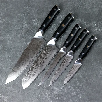 JUNSHENG 67-layer Damascus Steel Kitchen Knife 5 Piece Chef Knife Set G10 Plum Blossom Rivet Multifunctional Fruit Knife
JUNSHENG 67-layer Damascus Steel Kitchen Knife 5 Piece Chef Knife Set G10 Plum Blossom Rivet Multifunctional Fruit Knife