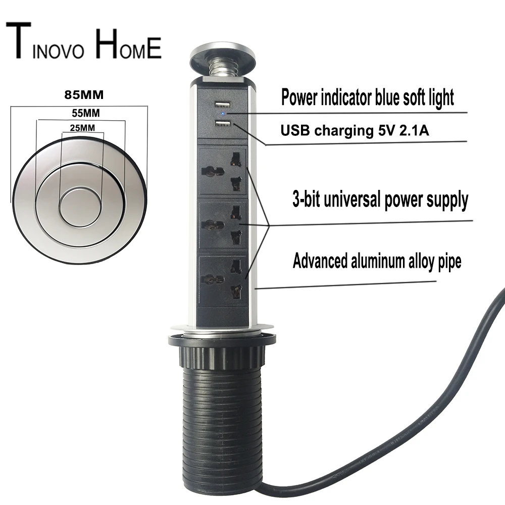 pull up socket / Universal socket/ Desktop socket / aluminum alloy / Kitchen socket /Tables socket / 3- power with USB charging
pull up socket / Universal socket/ Desktop socket / aluminum alloy / Kitchen socket /Tables socket / 3- power with USB charging