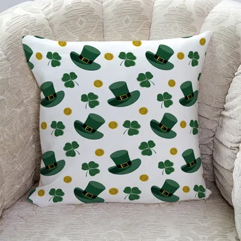 

St. Patrick'S Day Themed Elf Hat Shamrock Gold Coin Pattern Pattern Pillow Covers Cases Cushion Pillowcase Square Print