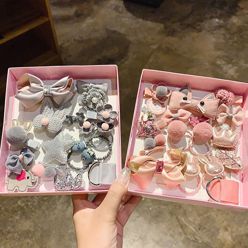 10/18PCS/Set New Girls Cute Cartoon Fabric Bow Hair Clips Barrettes Kids Hairpin Headband Hair Ornament Fashion Hair Accessories