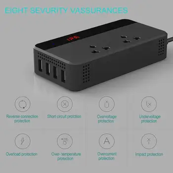 

Premium Quality Power Inverter Digital Display 4USB Transformer Output Adapter High Performance 200W Car Inteverter