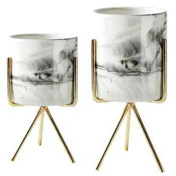 CSS 2Pcs Nordic Home Minimalist Style Marble Vase Wrought Iron Tabletop Succulent Flower Pot Gold + White Ceramic L & S
CSS 2Pcs Nordic Home Minimalist Style Marble Vase Wrought Iron Tabletop Succulent Flower Pot Gold + White Ceramic L & S