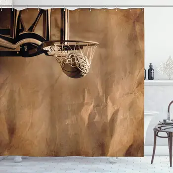 Basketball Shower Curtain, Ball in The Net on Crumpled Paper Style Backdrop Scoring Sports Competition Print, Cloth Fabric
Basketball Shower Curtain, Ball in The Net on Crumpled Paper Style Backdrop Scoring Sports Competition Print, Cloth Fabric