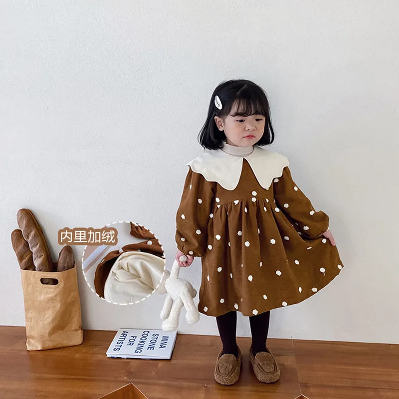 kids clothes Winter fashion girls dot cute turn-down collar double layer princess dresses baby girl thick warm casual dress
kids clothes Winter fashion girls dot cute turn-down collar double layer princess dresses baby girl thick warm casual dress