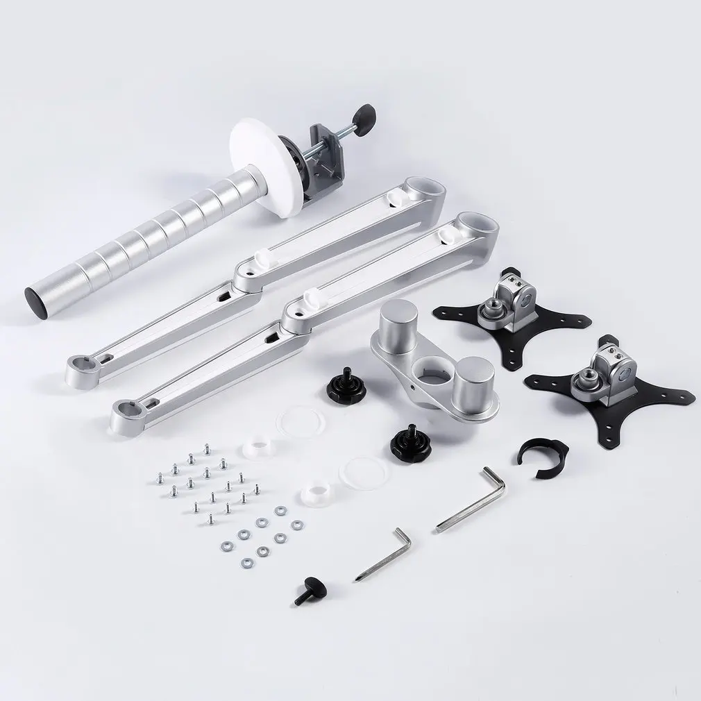 Silver Aluminum Alloy Adjustable Combination Desk Holder Bracket Stand Mount Dual Arm OA-4S for Computer Monitors 
Silver Aluminum Alloy Adjustable Combination Desk Holder Bracket Stand Mount Dual Arm OA-4S for Computer Monitors
