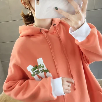 Hooded Mid-length Hoodie Women's Fashion Ins2019 Autumn And Winter New Style plus Velvet Loose-Fit Long-sleeved Upper Garment 
Hooded Mid-length Hoodie Women's Fashion Ins2019 Autumn And Winter New Style plus Velvet Loose-Fit Long-sleeved Upper Garment