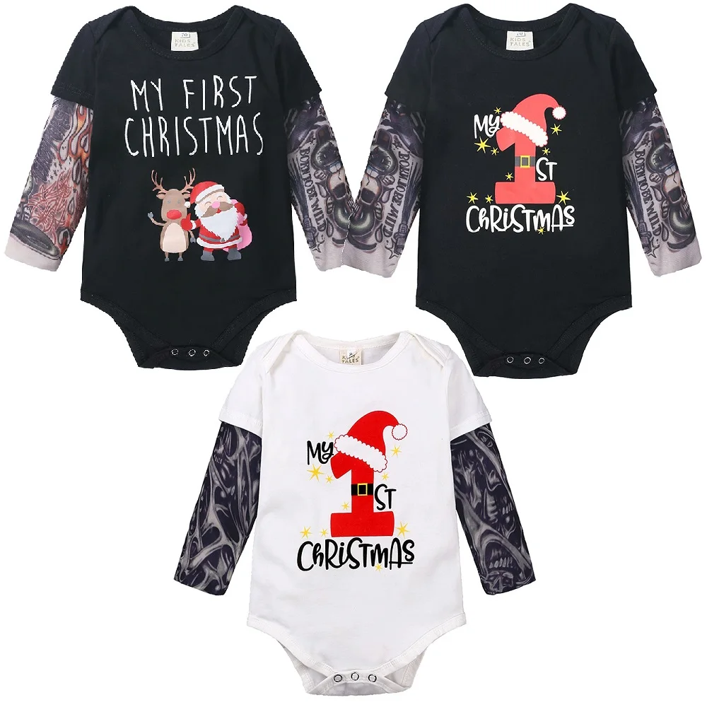 Christmas Baby Bodysuit With Fake Tattoo Sleeve Fashion Cute Santa X'mas Newborn Costumes Unisex Boy Girl Jumpsuit One-Piece Top
Christmas Baby Bodysuit With Fake Tattoo Sleeve Fashion Cute Santa X'mas Newborn Costumes Unisex Boy Girl Jumpsuit One-Piece Top