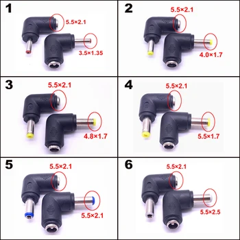 

DC Connector 5.5 x 2.1mm Female to 3.5 x 1.35、 4.0×1.7、4.8×1.7、5.5×1.7、5.5×2.5mm Male Converter Laptop Power Adapter 90 degree