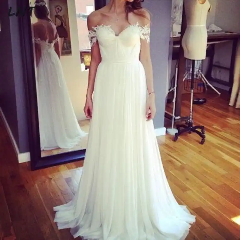 long flowy beach wedding dresses