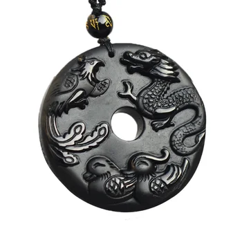 NATURAL BLACK OBSIDIAN HAND CARVED CHINESE DRAGON PHOENIX BAGUA LUCKY AMULET PENDANT NECKLACE FASHION JEWELRY
NATURAL BLACK OBSIDIAN HAND CARVED CHINESE DRAGON PHOENIX BAGUA LUCKY AMULET PENDANT NECKLACE FASHION JEWELRY