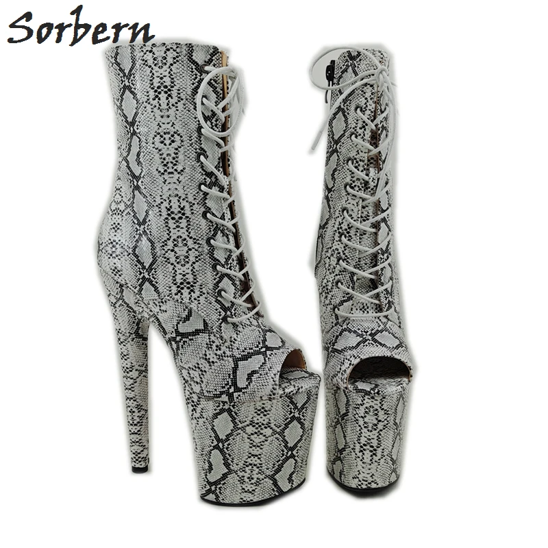 Sorbern Python Peep Toe Boots For Pole Dance Heels Snake Print Platform Booties Custom Women Ladies Shoes Plus Size 45 Unisex
Sorbern Python Peep Toe Boots For Pole Dance Heels Snake Print Platform Booties Custom Women Ladies Shoes Plus Size 45 Unisex