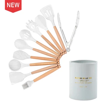 10/11PCS Premium Silicone Utensils Set Non-stick Spatula Shovel Wooden Handle Cookware Set With Storage Box Kitchen Tools
10/11PCS Premium Silicone Utensils Set Non-stick Spatula Shovel Wooden Handle Cookware Set With Storage Box Kitchen Tools