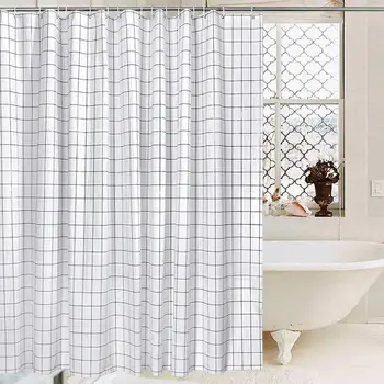 Waterproof and mildew proof, elegant and simple, environment-friendly, white bottom square lattice PEVA shower curtain hook
Waterproof and mildew proof, elegant and simple, environment-friendly, white bottom square lattice PEVA shower curtain hook