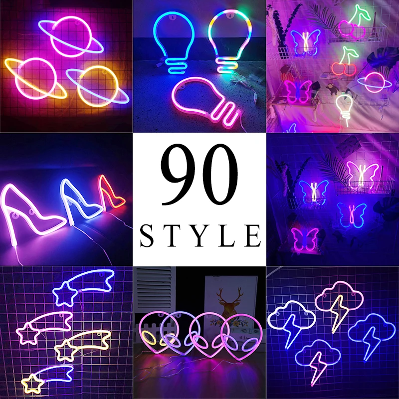 LED Neon Light Wall Art Sign Bedroom Decoration Hello Rainbow Hanging Night Lamp Signs for Home Party Holiday Decor Gift | Лампы и