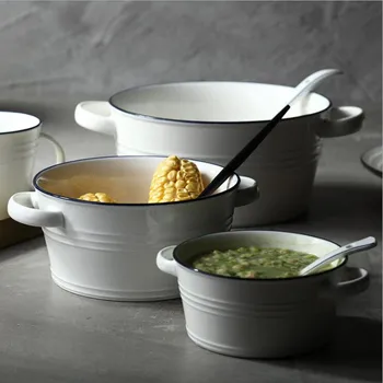 blue line white color dish plate Nordic western food plate household pasta dessert dish soup 
blue line white color dish plate Nordic western food plate household pasta dessert dish soup