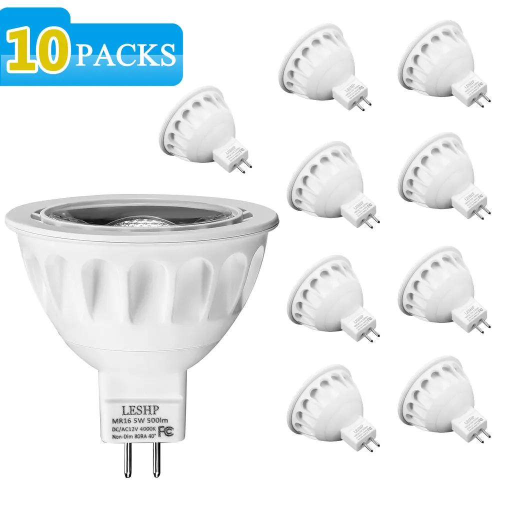 LESHP White MR16 AC/DC12V 5W LED Spotlight 4000K 500LM Non-Dimmable 40 Degree Beam Angle Compact Size Light Weight
LESHP White MR16 AC/DC12V 5W LED Spotlight 4000K 500LM Non-Dimmable 40 Degree Beam Angle Compact Size Light Weight