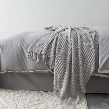 Knitted Blanket with Tassel Towel Bed End Scarf Cover Blanket Nordic Solid Color Stripe Plush Blanket for Nap
Knitted Blanket with Tassel Towel Bed End Scarf Cover Blanket Nordic Solid Color Stripe Plush Blanket for Nap