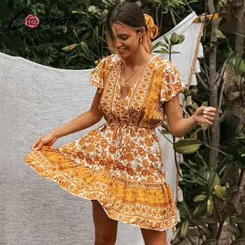 Conmoto beach summer 2020 boho dresses women casual button ruffles dress V neck floral robe femme short dresses vestidos
Conmoto beach summer 2020 boho dresses women casual button ruffles dress V neck floral robe femme short dresses vestidos