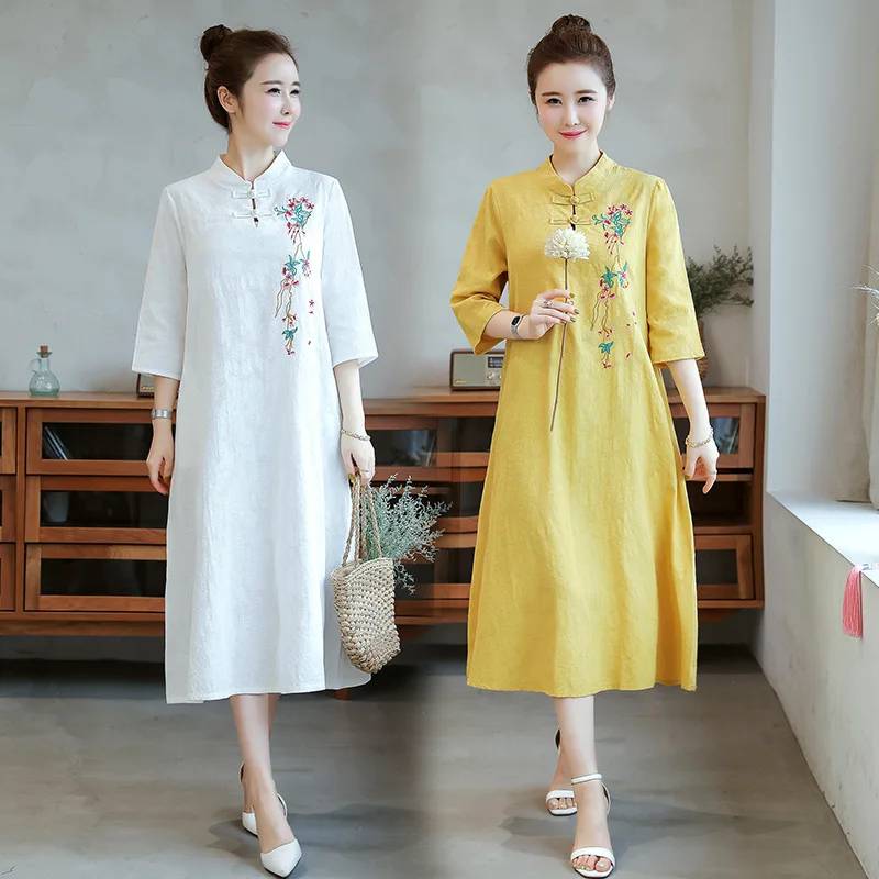 2019 Summer New Style Large Size Dress Fat Mm Literature And Art Retro Cotton Linen Long Skirts Ethnic-Style Jacquard Embroided
2019 Summer New Style Large Size Dress Fat Mm Literature And Art Retro Cotton Linen Long Skirts Ethnic-Style Jacquard Embroided