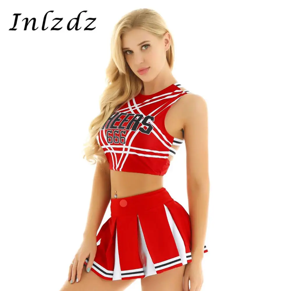 Women's Fancy Cheerleader Cosplay Costume Set Pentagram Back Crop Top with Mini Pleated Skirt Role Play Cheerleading Clothes
Women's Fancy Cheerleader Cosplay Costume Set Pentagram Back Crop Top with Mini Pleated Skirt Role Play Cheerleading Clothes
