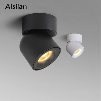 Aisilan LED Ceiling light Surface mounted 360 Degrees Round Curve Rotation lamp Cylinder Creative 7W 9W CREE COB Spot Light