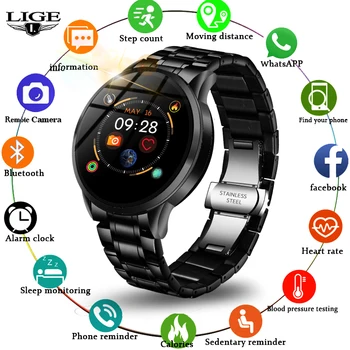 LIGE New Smart Watch Men Multifunctional Sports Heart Rate Blood Pressure Fitness Tracker for Android iOS Waterproof Smartwatch
LIGE New Smart Watch Men Multifunctional Sports Heart Rate Blood Pressure Fitness Tracker for Android iOS Waterproof Smartwatch