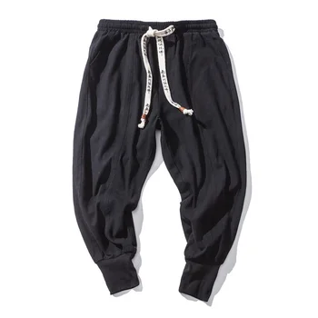 New Japanese Style High Quality Linen Loose Feet Pants Large Size Fashion Men's Black Harem Pants Elastic Waist Pants Plus Size
New Japanese Style High Quality Linen Loose Feet Pants Large Size Fashion Men's Black Harem Pants Elastic Waist Pants Plus Size