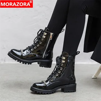 MORAZORA 2020 top quality ankle boots for women chain zip lace up autumn winter punk platform shoes ladies Motorcycle Boots 
MORAZORA 2020 top quality ankle boots for women chain zip lace up autumn winter punk platform shoes ladies Motorcycle Boots