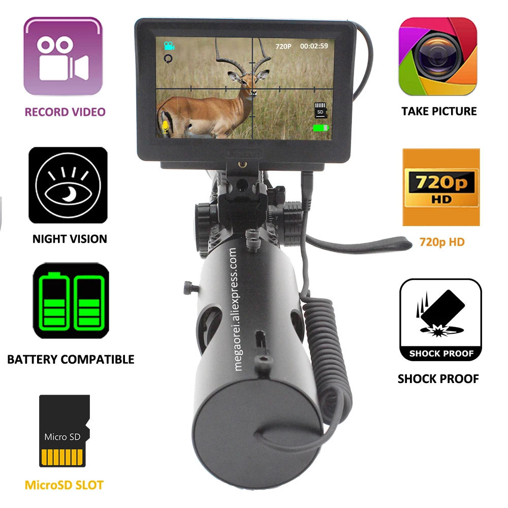 Megaorei2 Night Vision Scope Add on Attachment Monocular Hunting Camera 720p Digital Video Recorder with 850nm IR LASER
Megaorei2 Night Vision Scope Add on Attachment Monocular Hunting Camera 720p Digital Video Recorder with 850nm IR LASER