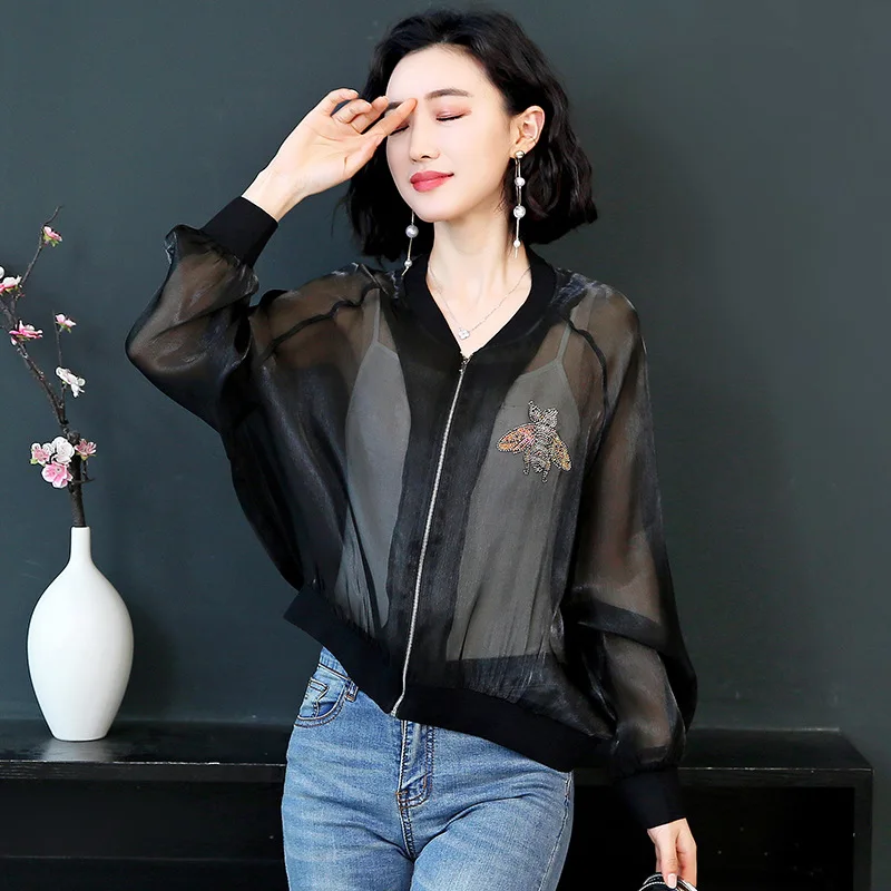 Black And White with Pattern Baseball Uniform Coat Women's Spring And Summer 2019 New Style Casual Loose-Fit Organza Coat Thin C
Black And White with Pattern Baseball Uniform Coat Women's Spring And Summer 2019 New Style Casual Loose-Fit Organza Coat Thin C