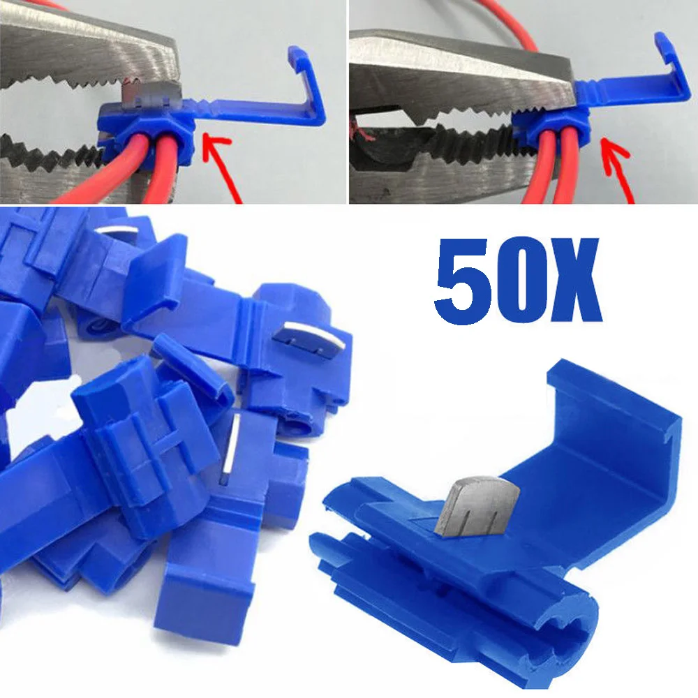 50pcs IDC Blue Electrical Scotch Lock Wire Connectors Quick Splice Terminals Crimp Reach Wiring Loom For AWG 14 -16
50pcs IDC Blue Electrical Scotch Lock Wire Connectors Quick Splice Terminals Crimp Reach Wiring Loom For AWG 14 -16