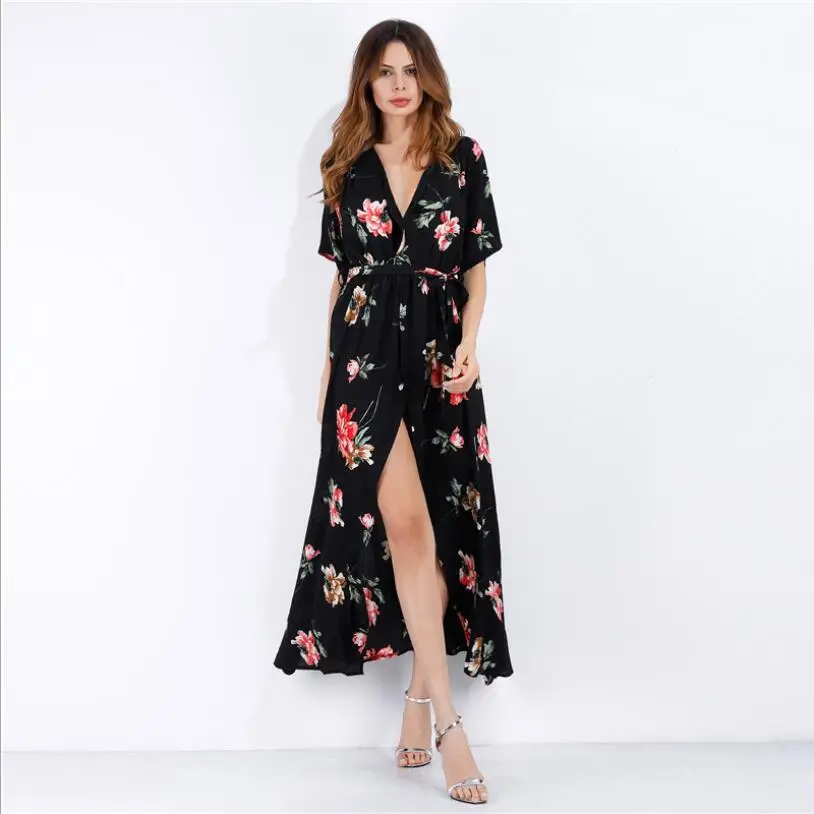 i2u Wrap Maxi Dress Short Sleeve V Neck Floral Flowy Front Slit High Low Women Summer Beach Party Dress
i2u Wrap Maxi Dress Short Sleeve V Neck Floral Flowy Front Slit High Low Women Summer Beach Party Dress