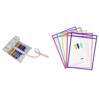 1pcs Canvas Pencil Wrap, Pencils Roll Pouch Case Hold & 10pcs Transparent Pvc Reusable Dry Erase Pockets
1pcs Canvas Pencil Wrap, Pencils Roll Pouch Case Hold & 10pcs Transparent Pvc Reusable Dry Erase Pockets